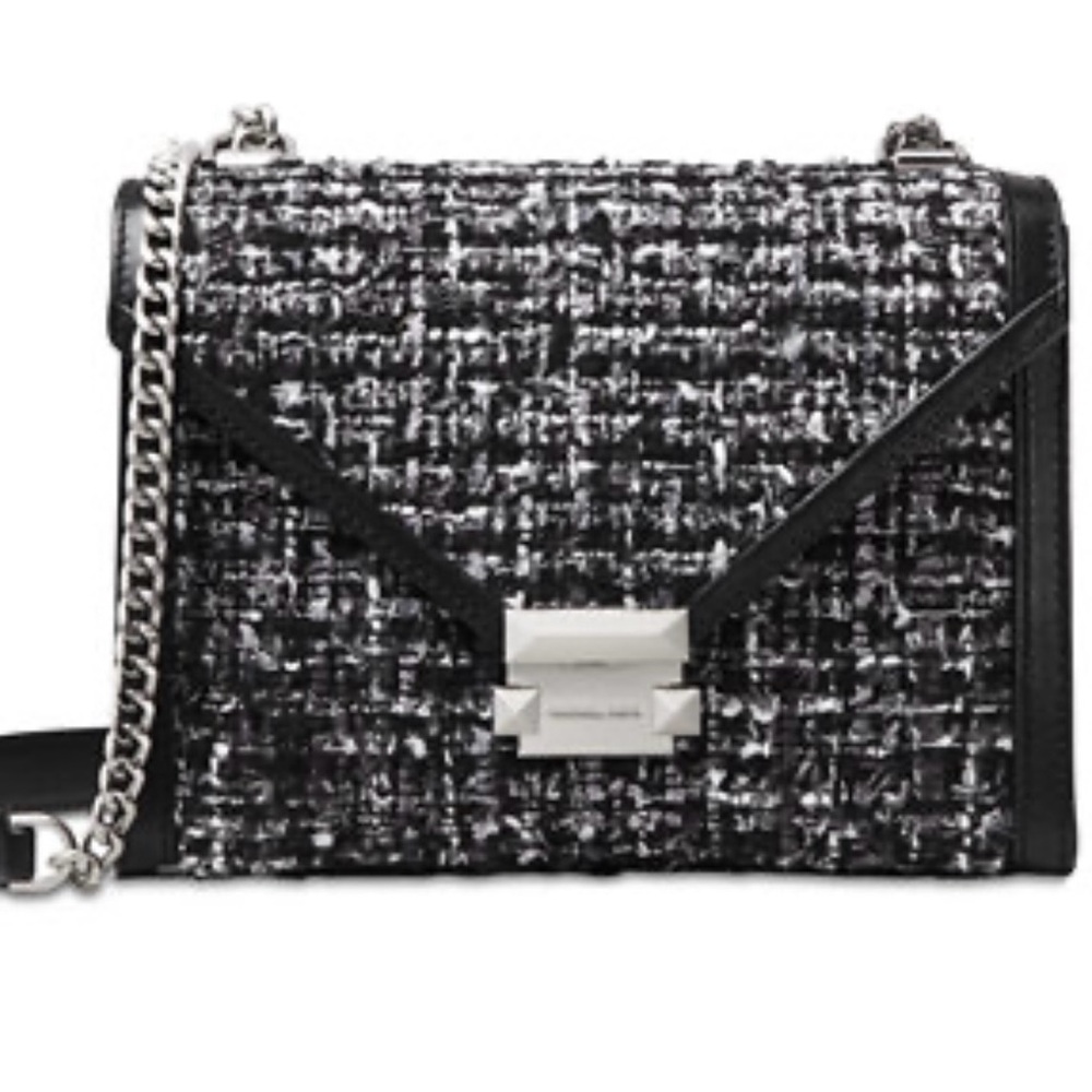 Michael Kors Tweed Crossbody Bag in Black and Silver